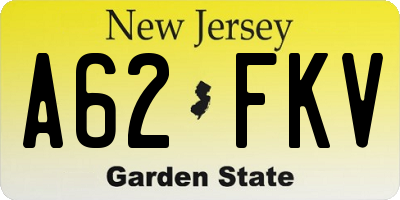 NJ license plate A62FKV