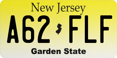 NJ license plate A62FLF