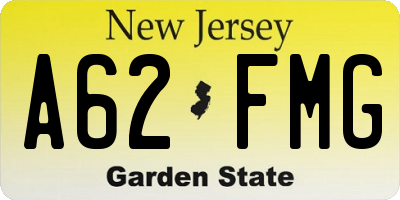 NJ license plate A62FMG