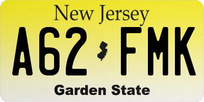 NJ license plate A62FMK