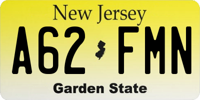 NJ license plate A62FMN