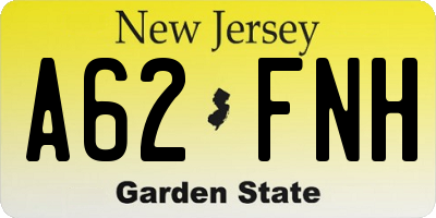 NJ license plate A62FNH
