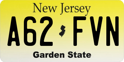 NJ license plate A62FVN