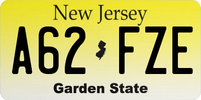 NJ license plate A62FZE