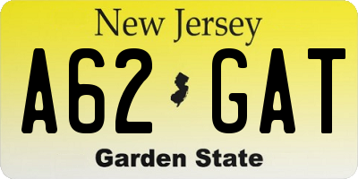 NJ license plate A62GAT