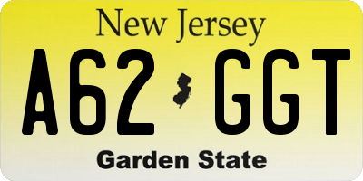 NJ license plate A62GGT