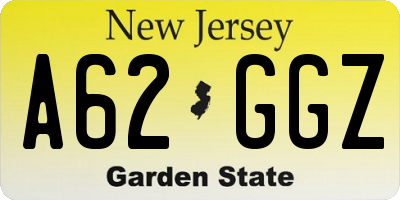 NJ license plate A62GGZ