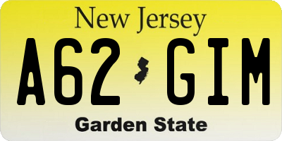 NJ license plate A62GIM