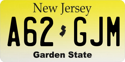 NJ license plate A62GJM