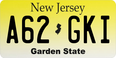 NJ license plate A62GKI