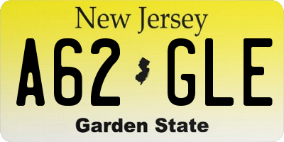 NJ license plate A62GLE