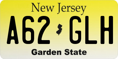 NJ license plate A62GLH