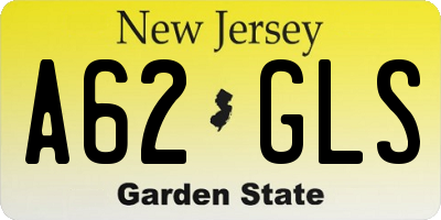 NJ license plate A62GLS