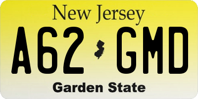 NJ license plate A62GMD