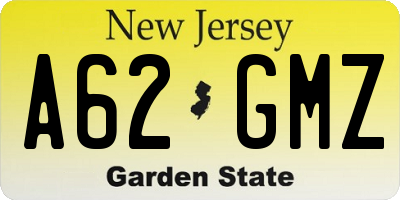 NJ license plate A62GMZ