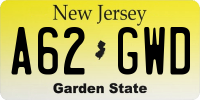 NJ license plate A62GWD