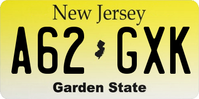 NJ license plate A62GXK