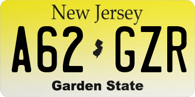 NJ license plate A62GZR