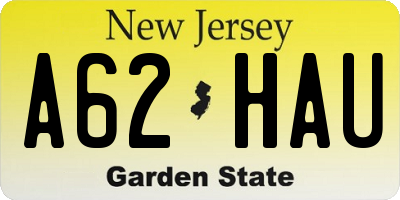 NJ license plate A62HAU