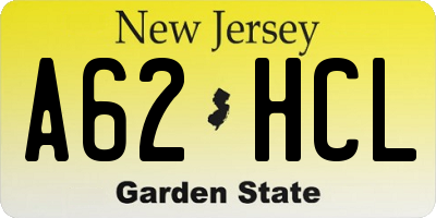 NJ license plate A62HCL