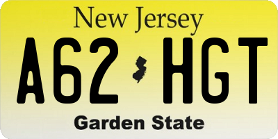 NJ license plate A62HGT
