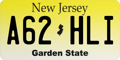 NJ license plate A62HLI