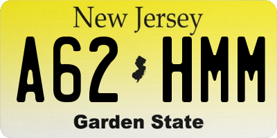 NJ license plate A62HMM