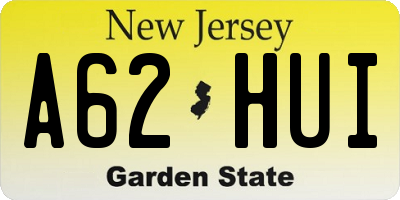 NJ license plate A62HUI