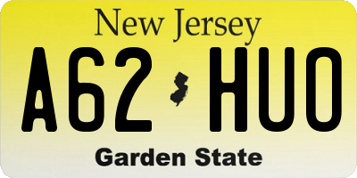 NJ license plate A62HUO
