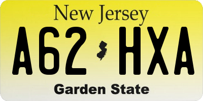 NJ license plate A62HXA