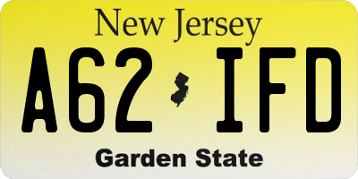 NJ license plate A62IFD