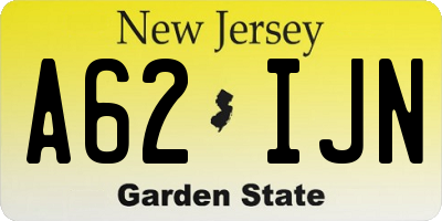 NJ license plate A62IJN