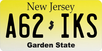 NJ license plate A62IKS