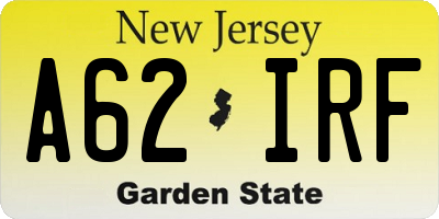 NJ license plate A62IRF
