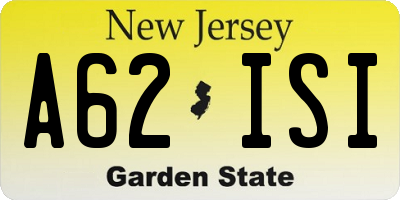 NJ license plate A62ISI