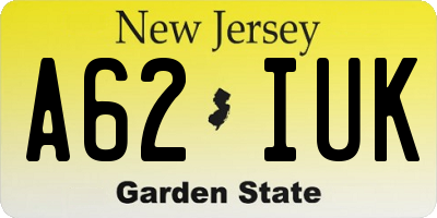 NJ license plate A62IUK