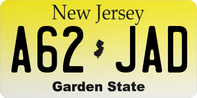 NJ license plate A62JAD