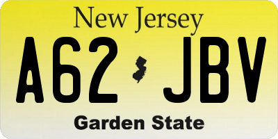 NJ license plate A62JBV