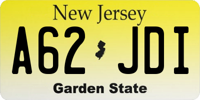 NJ license plate A62JDI