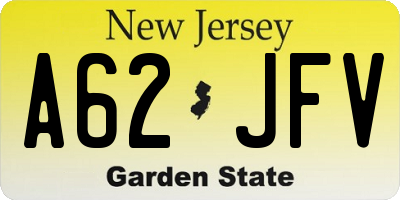 NJ license plate A62JFV