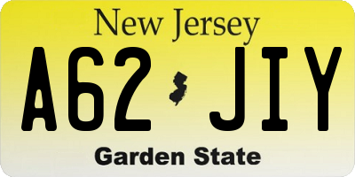 NJ license plate A62JIY