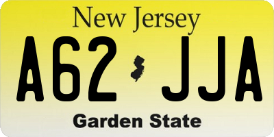 NJ license plate A62JJA