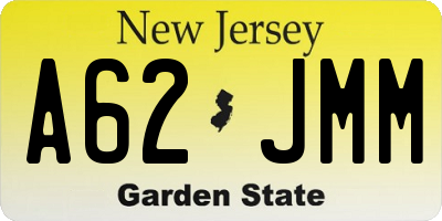NJ license plate A62JMM