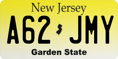 NJ license plate A62JMY