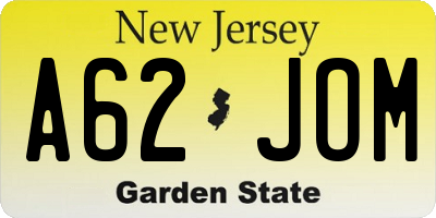 NJ license plate A62JOM