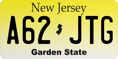 NJ license plate A62JTG