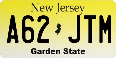 NJ license plate A62JTM
