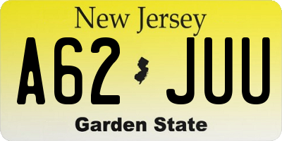 NJ license plate A62JUU