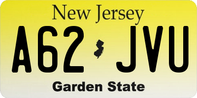 NJ license plate A62JVU