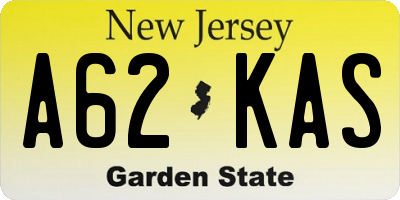 NJ license plate A62KAS